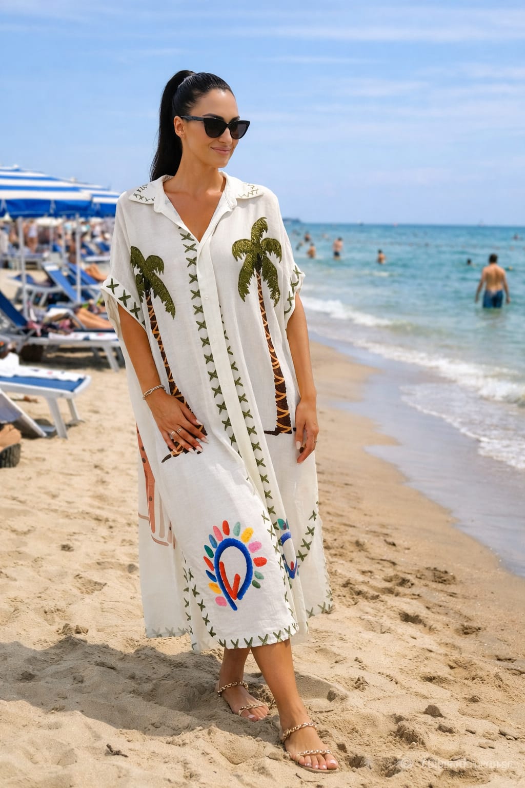 Camicione Donna Lino Stampato Estivo Made in Italy