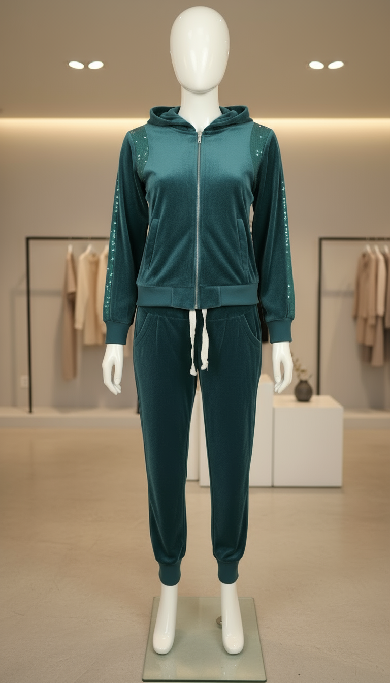 Tuta Donna in Ciniglia – Set Invernale con Felpa Zip e Pantalone Made in Italy