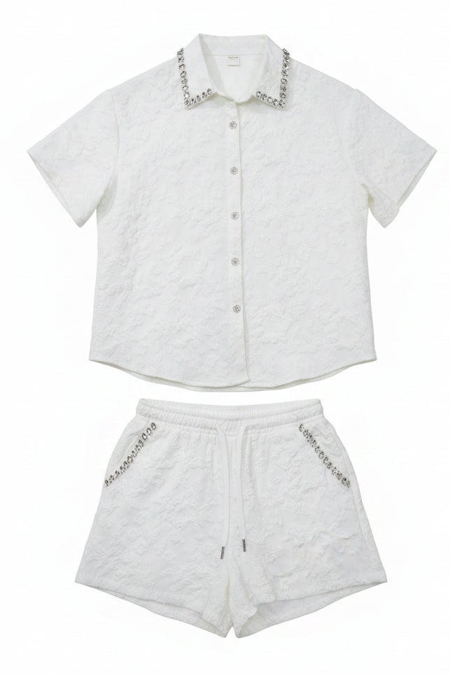 Completo Pantaloncino Donna in Cotone Ricamato – Taglia Unica Made in Italy