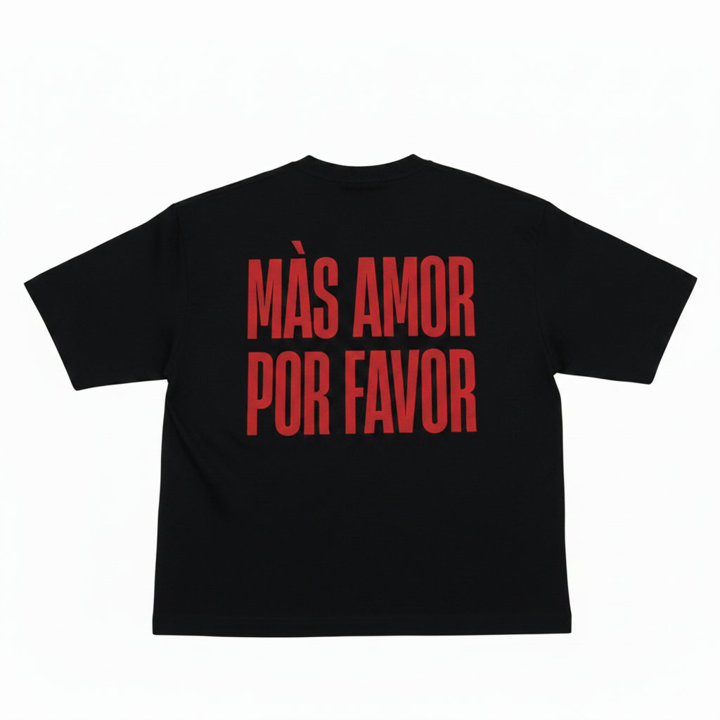 Maglia nera MÀS AMOR POR FABOR stampa glitterata – I Narcisi